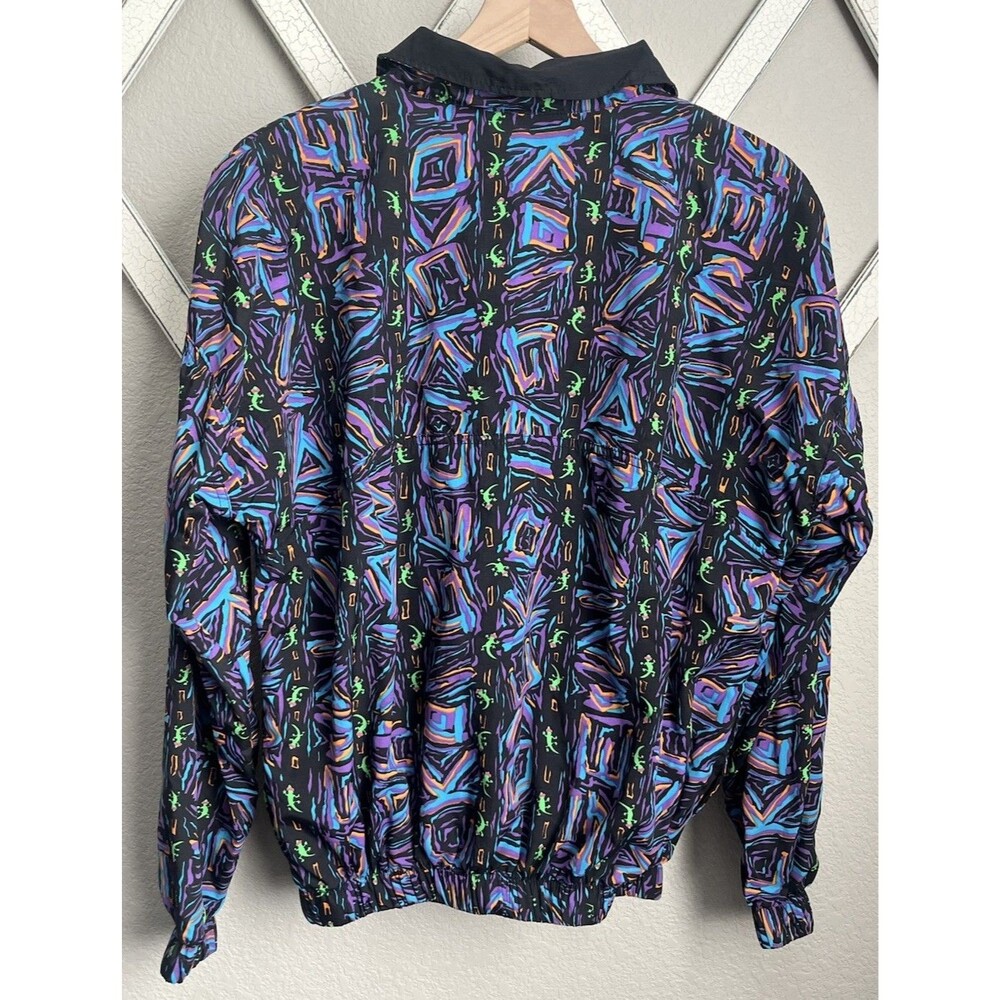 Vintage Gecko Hawaii size S Pullover Windbreaker Jacket Black/Multicolor - Picture 8 of 10